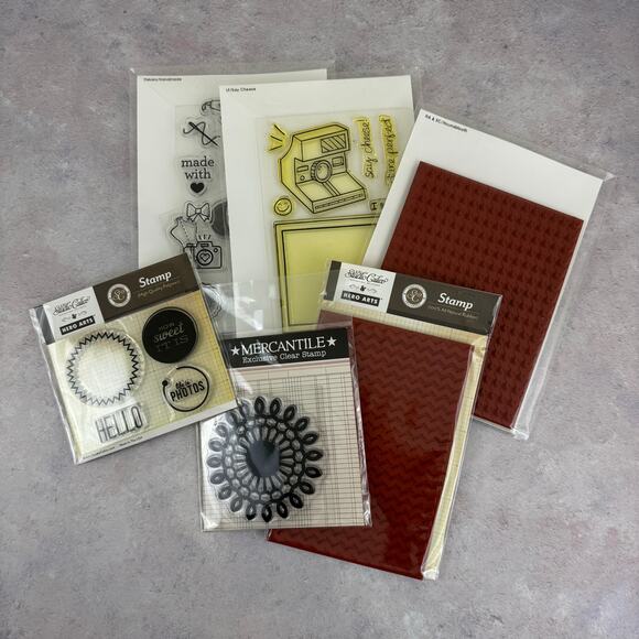 Lot of 6 Stamps Background Scrapbooking Circle Photo Studio Calico Hero Arts - Picture 1 of 5